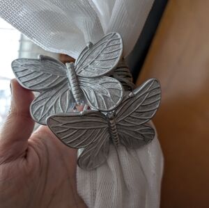 Magnetic Butterflies Curtain Tiebacks (Set of 2), Silver, Animals Baby Gift